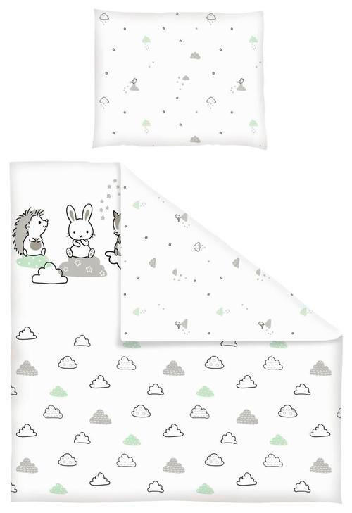 POSTELJNINA ZA DOJENČKE Modern Clouds 80/80 cm - siva/zelena, Trend, tekstil (80/80cm) - Patinio