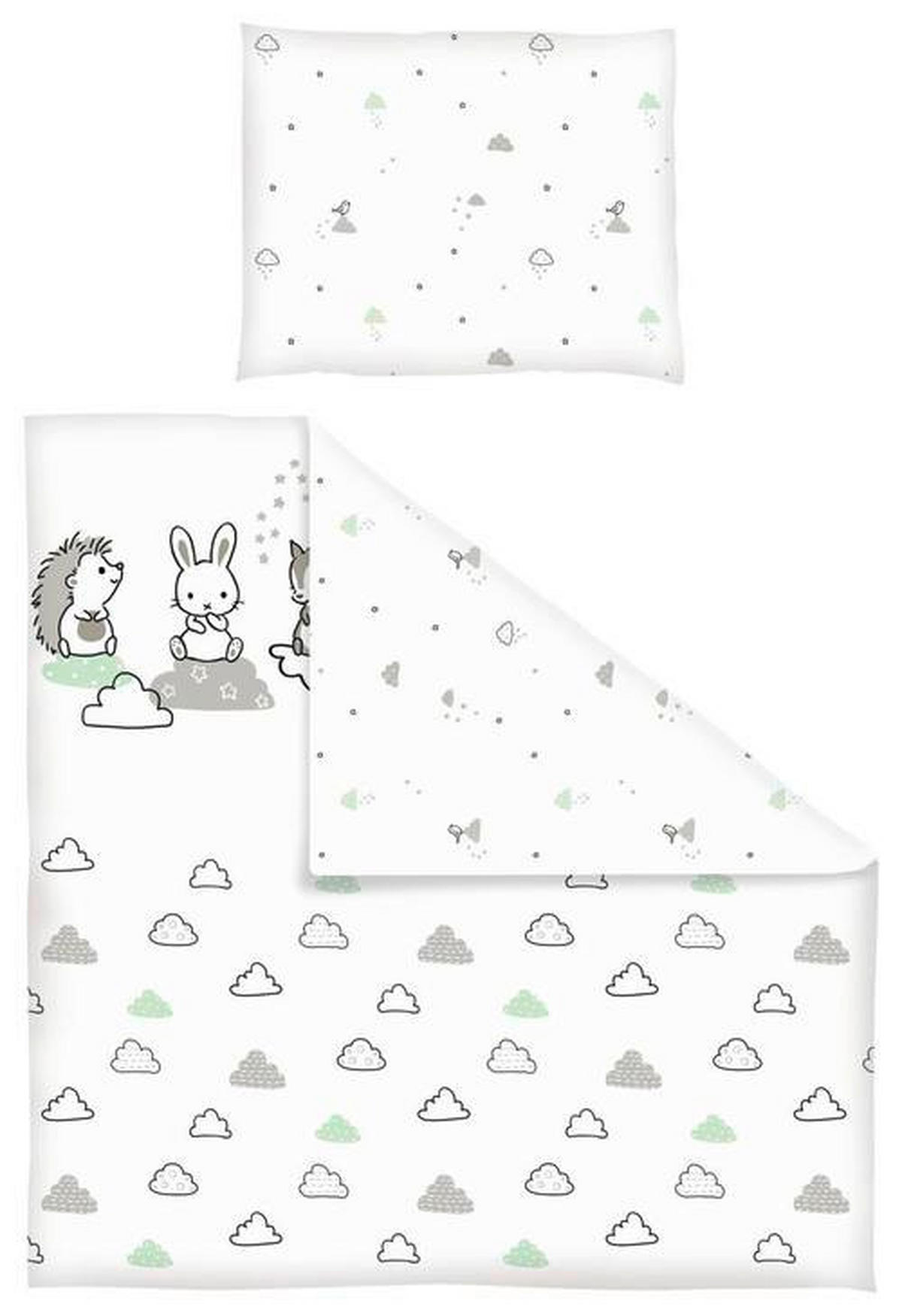 BABYBETTWÄSCHE 80/80 cm  - Weiß/Grau, Trend, Textil (80/80cm) - Patinio