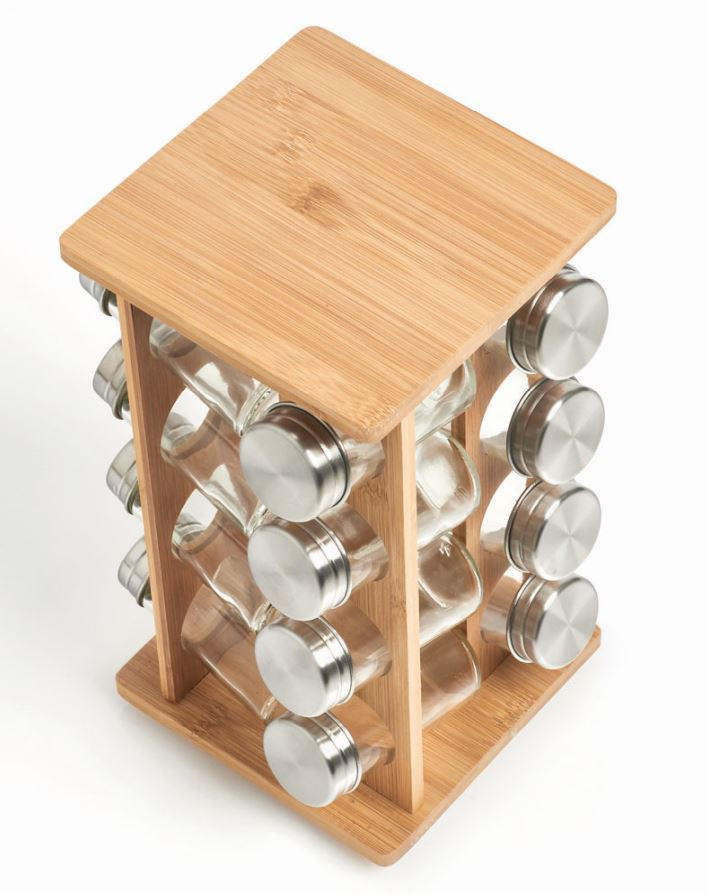 GEWÜRZKARUSSELL - Transparent/Naturfarben, Basics, Glas/Holz (18/18/30cm) - Zeller Present