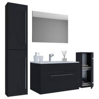 BADEZIMMER 5-teilig  in 146 cm  - Weiss/Alufarben, Modern, Keramik/Holzwerkstoff (146cm) - MID.YOU
