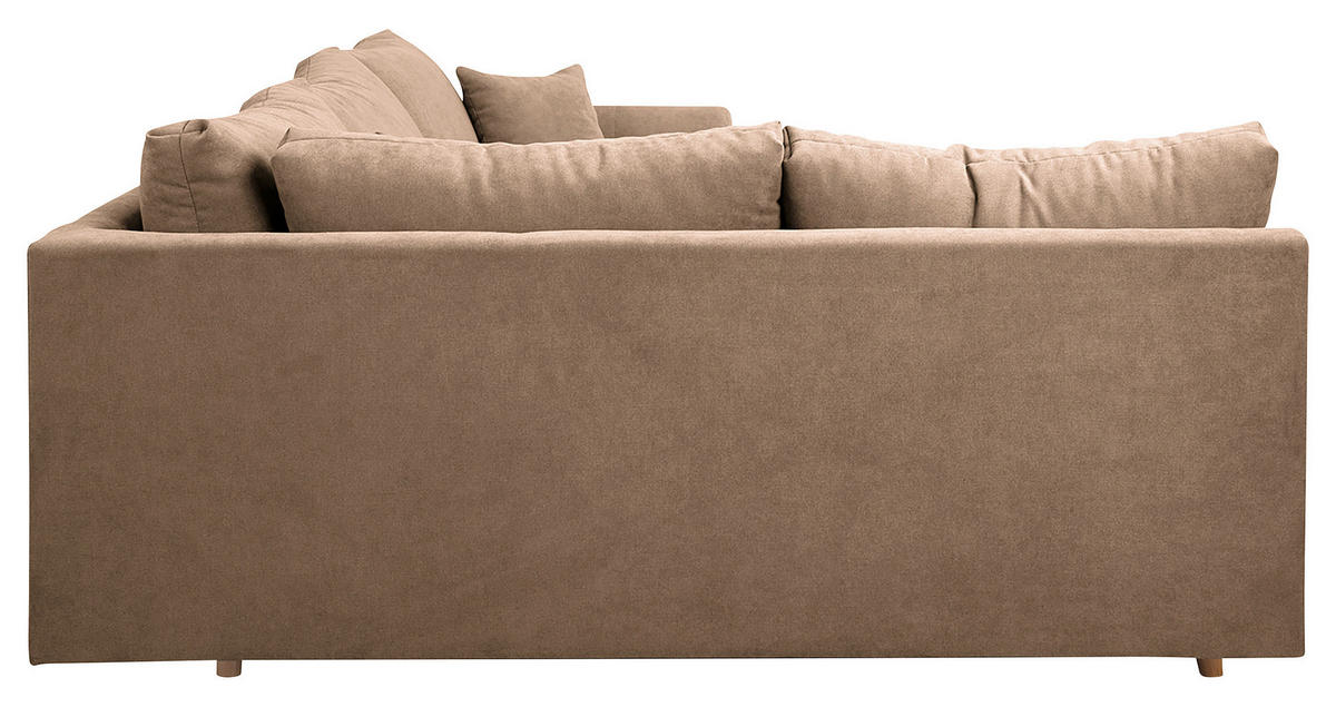 ECKSOFA inkl. Hocker Ariella Beige Mikrofaser  - Beige/Naturfarben, Design, Holz/Textil (161/231cm) - Livetastic