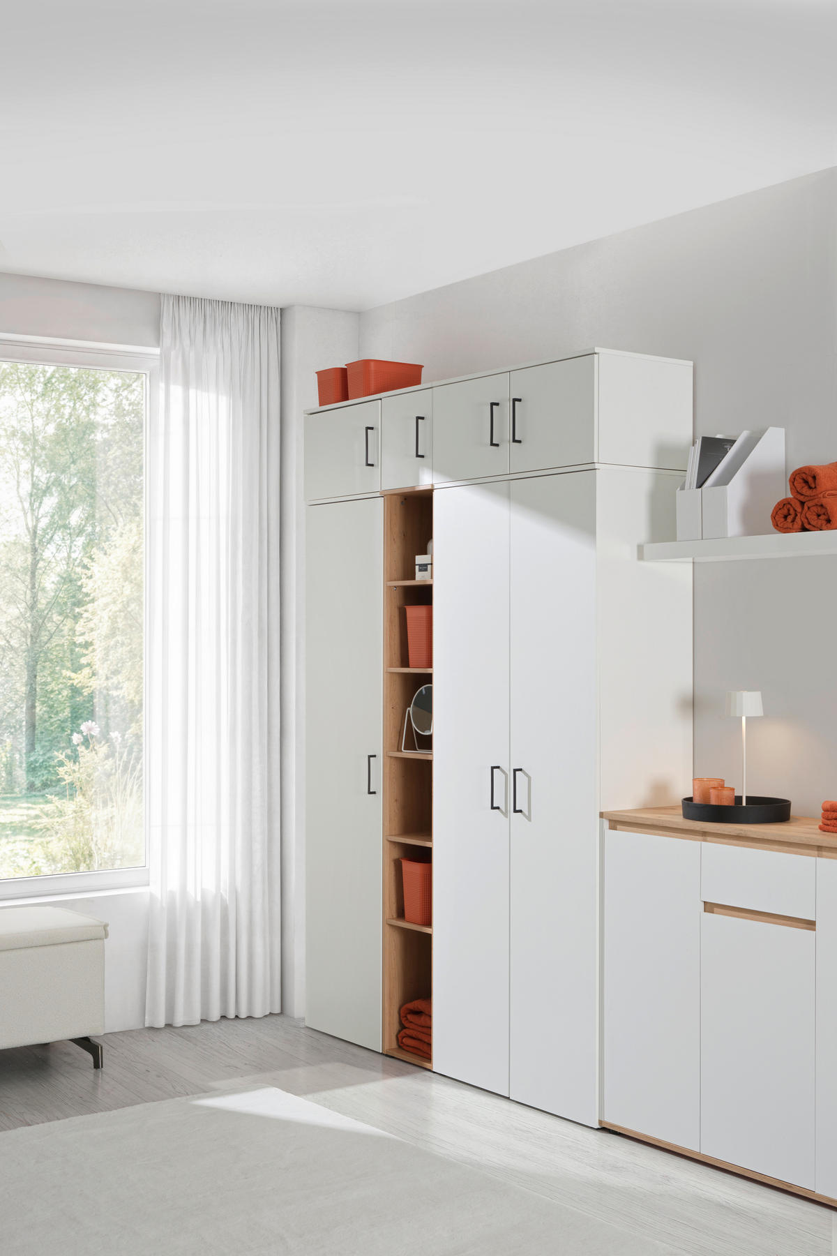 MEHRZWECKSCHRANK 50/195/40 cm  in Weiß  - Anthrazit/Schwarz, MODERN, Holzwerkstoff/Kunststoff (50/195/40cm) - Carryhome