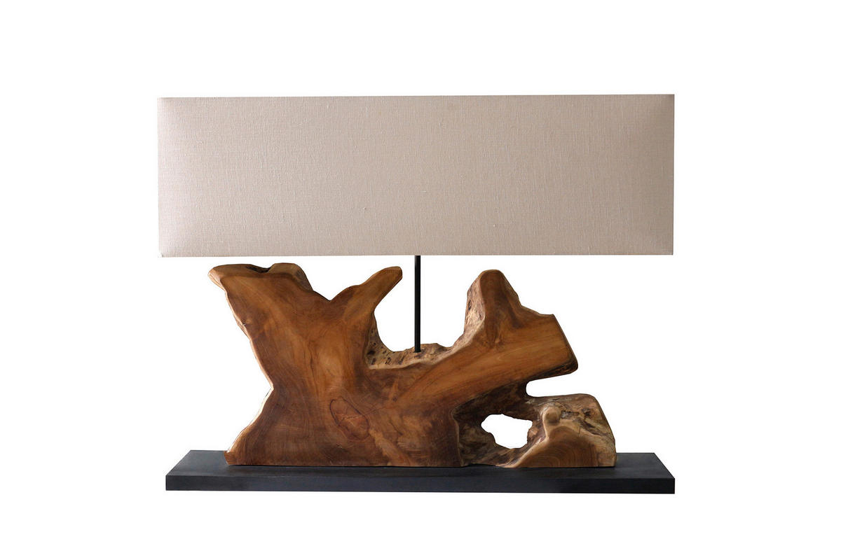 TISCHLEUCHTE 80/59/20 cm   - Beige/Schwarz, Design, Holz/Textil (80/59/20cm) - P & B