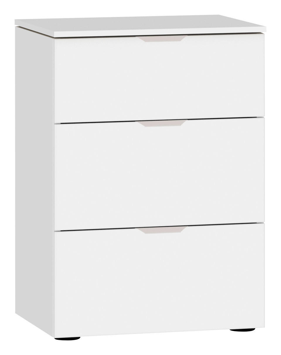 NACHTKÄSTCHEN 45/65/43 cm  in Weiss  - Weiss/Edelstahlfarben, Design, Holzwerkstoff/Kunststoff (45/65/43cm) - Jutzler