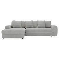 ECKSOFA in Cord Hellgrau  - Hellgrau/Schwarz, Modern, Kunststoff/Textil (182/302cm) - Carryhome