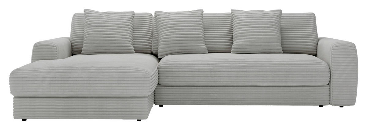 ECKSOFA in Cord Hellgrau  - Hellgrau/Schwarz, Modern, Kunststoff/Textil (182/302cm) - Carryhome
