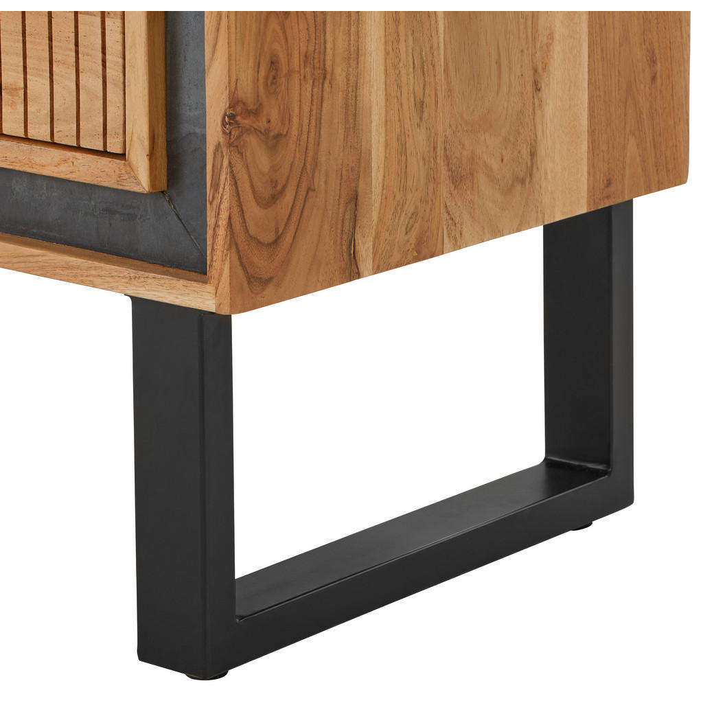 Thumbnail - Mid.you Lowboard, Schwarz, Akazie, Metall, Akazie, vollmassiv, Holz, 2 Schubladen, 160x50x40 cm, stehend, Wohnzimmer, Wo...