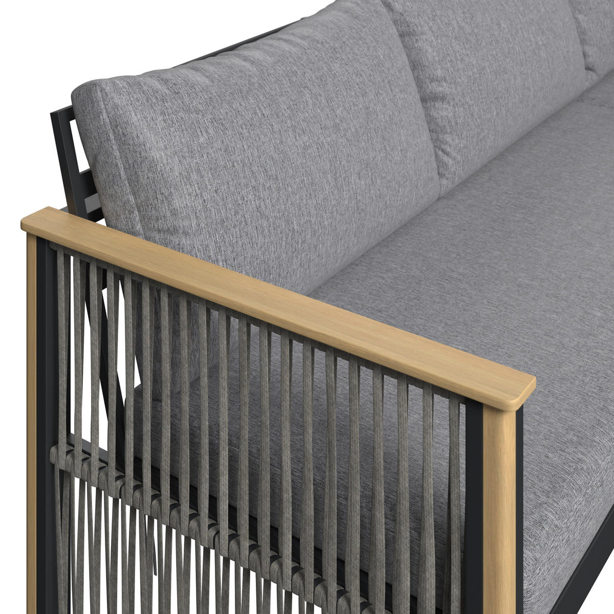 VRTNA GARNITURA   drvo, metal, tekstil  antracit, siva, boje tikovine  - boje tikovine/siva, Design, drvo/metal (230/230cm) - Ambia Garden