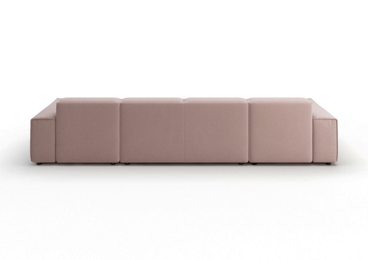 WOHNLANDSCHAFT Rosa Cord  - Schwarz/Rosa, MODERN, Kunststoff/Textil (189/340/189cm) - Pure Home Lifestyle