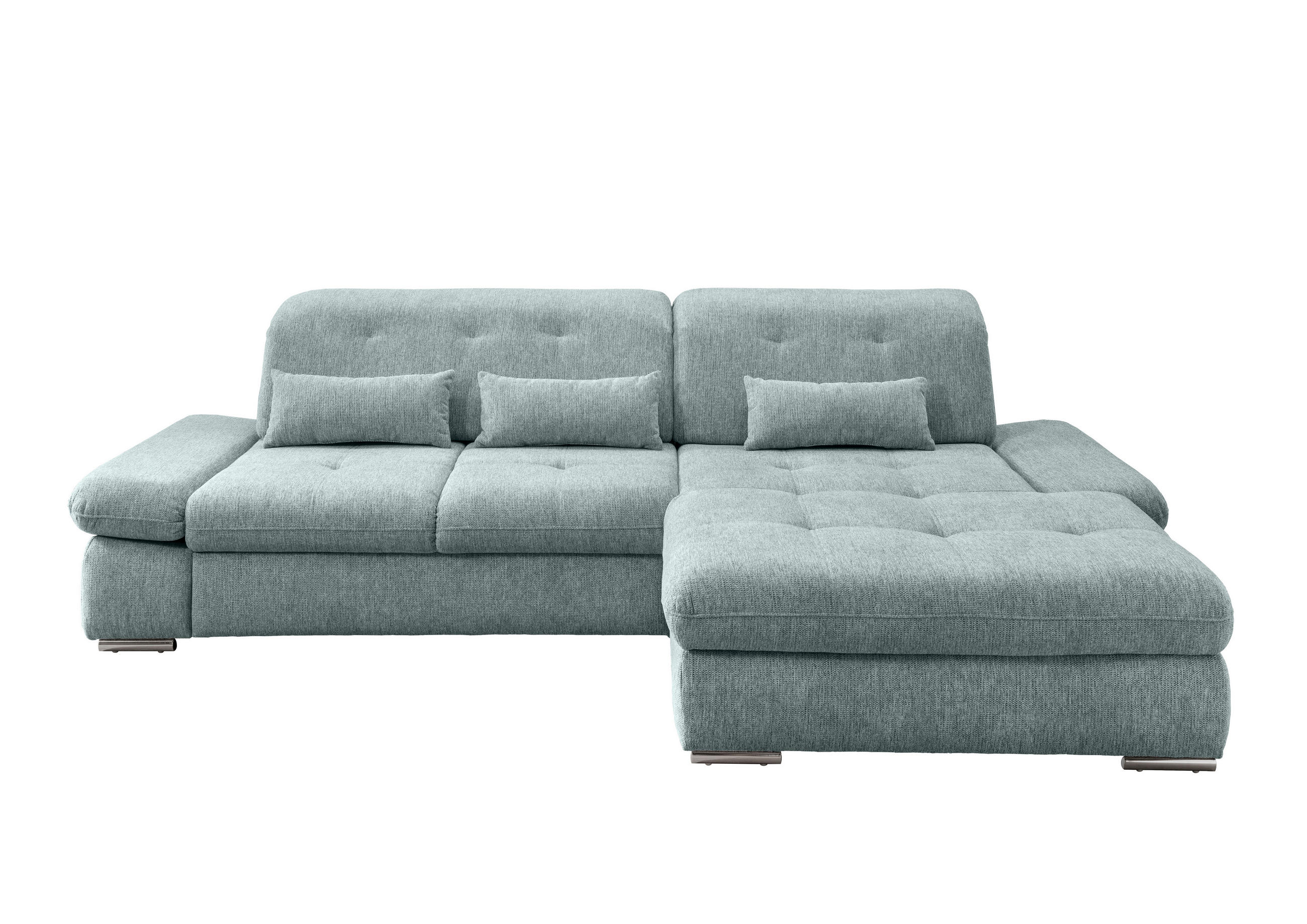 ECKSOFA Blau Chenille  - Chromfarben/Blau, Design, Textil/Metall (300/196cm) - Livetastic