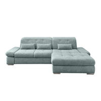 ECKSOFA Blau Chenille  - Chromfarben/Blau, Design, Textil/Metall (300/196cm) - Livetastic
