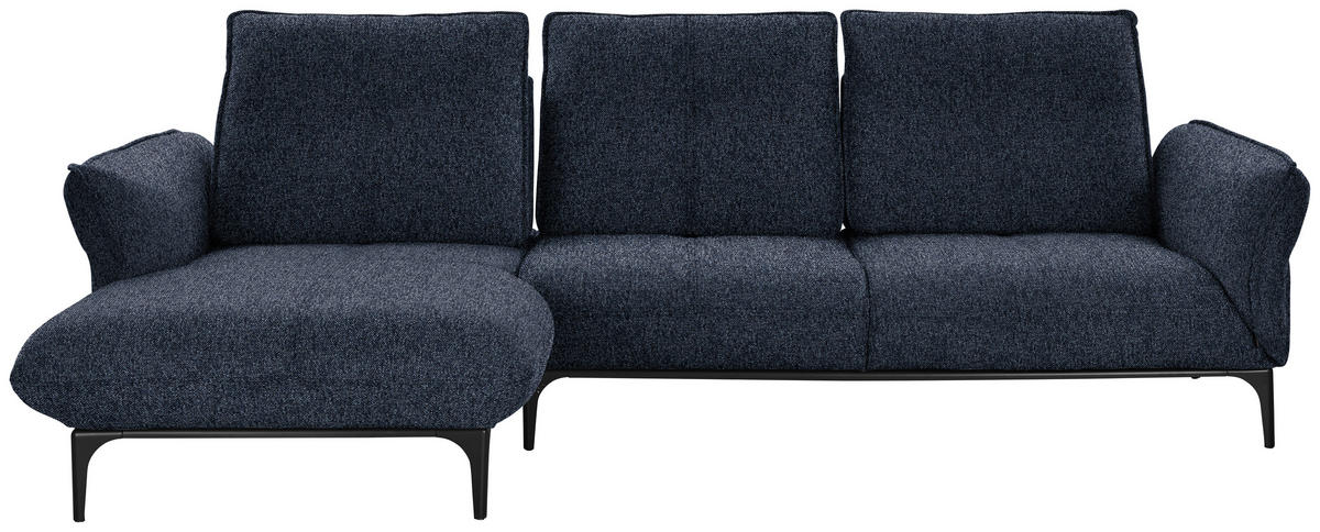 ECKSOFA in Webstoff Blau  182/277 cm  - Blau/Schwarz, Natur, Textil (182/277cm) - Valnatura