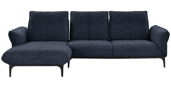 ECKSOFA in Webstoff Blau  - Blau/Schwarz, Natur, Textil (182/277cm) - Valnatura