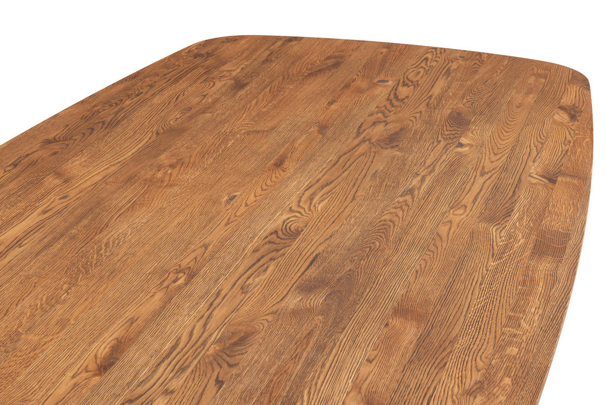 ESSTISCH Eiche vollmassiv oval Schwarz, Eiche dunkel  - Eiche dunkel/Schwarz, Design, Holz/Metall (240/110/76cm) - Welnova