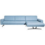 ECKSOFA in Echtleder Hellblau  324/179 cm  - Anthrazit/Hellblau, KONVENTIONELL, Leder/Metall (324/179cm) - Johann Jakob