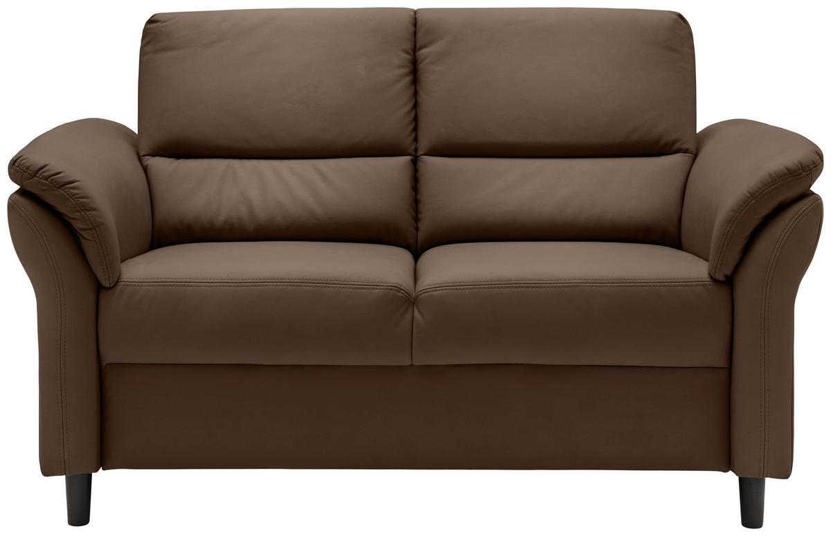 2-SITZER-SOFA in Lederlook Braun  - Schwarz/Braun, Modern, Holz/Textil (147/90/89cm) - Livetastic