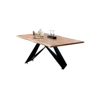 ESSTISCH 180/90/75 cm Echtholz  Holz, Metall rechteckig Naturfarben, Schwarz  - Schwarz/Naturfarben, MODERN, Holz/Metall (180/90/75cm) - MID.YOU