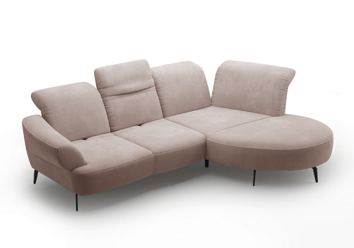 ECKSOFA in Flachgewebe Greige  - Greige/Schwarz, Modern, Textil/Metall (313/208cm) - Sit & More