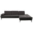 ECKSOFA in Echtleder Grau  308/195 cm  - Schwarz/Grau, Design, Leder/Metall (308/195cm) - Dieter Knoll