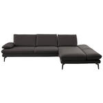 ECKSOFA in Echtleder Grau  - Schwarz/Grau, Design, Leder/Metall (308/195cm) - Dieter Knoll