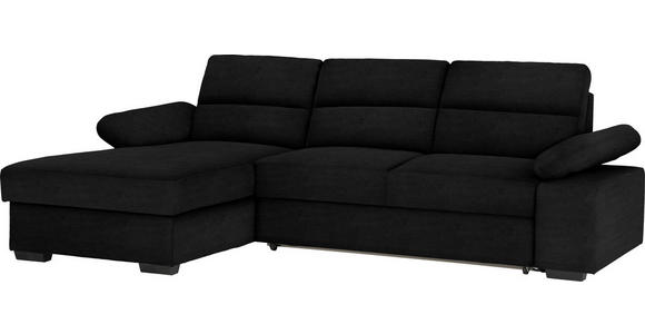 ECKSOFA in Flachgewebe Schwarz  - Dunkelbraun/Schwarz, KONVENTIONELL, Kunststoff/Textil (166/258cm) - Cantus