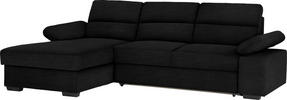 ECKSOFA Schwarz Flachgewebe  - Dunkelbraun/Schwarz, KONVENTIONELL, Kunststoff/Textil (166/258cm) - Cantus