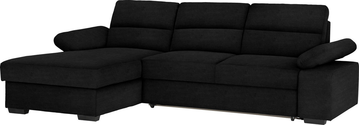 ECKSOFA in Flachgewebe Schwarz  - Dunkelbraun/Schwarz, Konventionell, Kunststoff/Textil (166/258cm) - Cantus