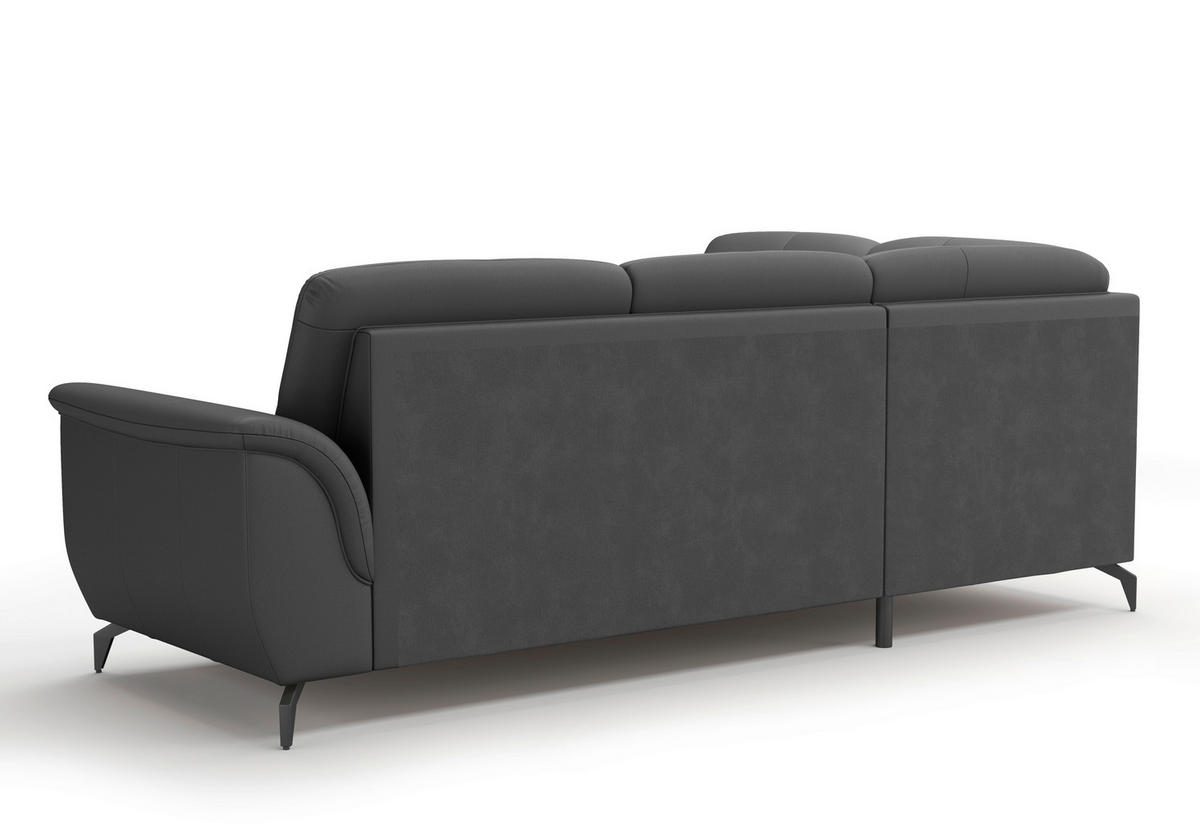 ECKSOFA in Vliesstoff Kombination Echtleder/Stoff Schwarz  212/244 cm  - Schwarz, MODERN, Leder/Textil (212/244cm) - Sit & More