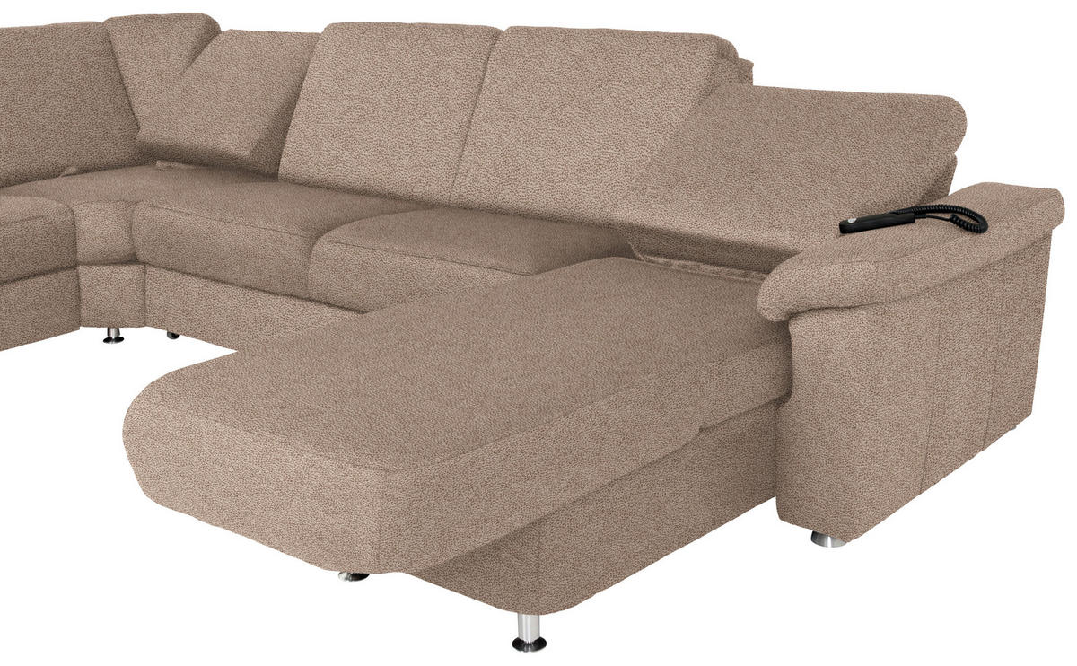 WOHNLANDSCHAFT in Flachgewebe Sandfarben  - Sandfarben/Chromfarben, Konventionell, Textil/Metall (240/330/163cm) - Beldomo System