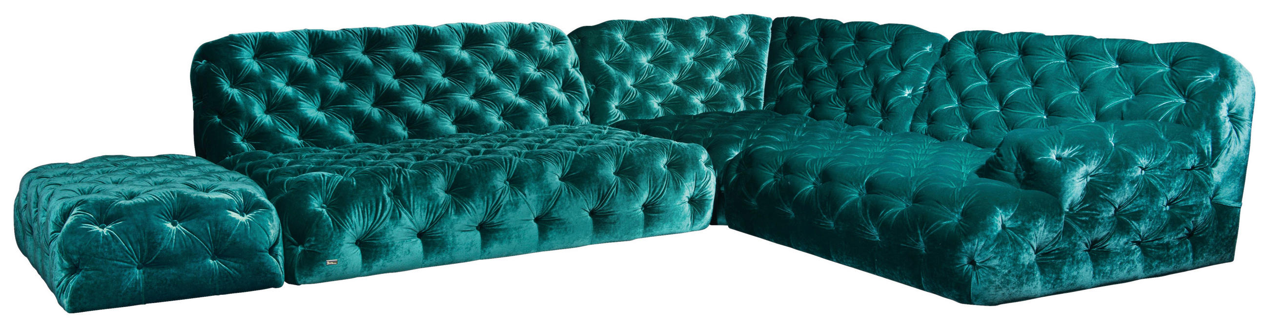 ECKSOFA in Velours Smaragdgrün  356/257 cm  - Smaragdgrün, Trend, Textil (356/257cm) - Bretz