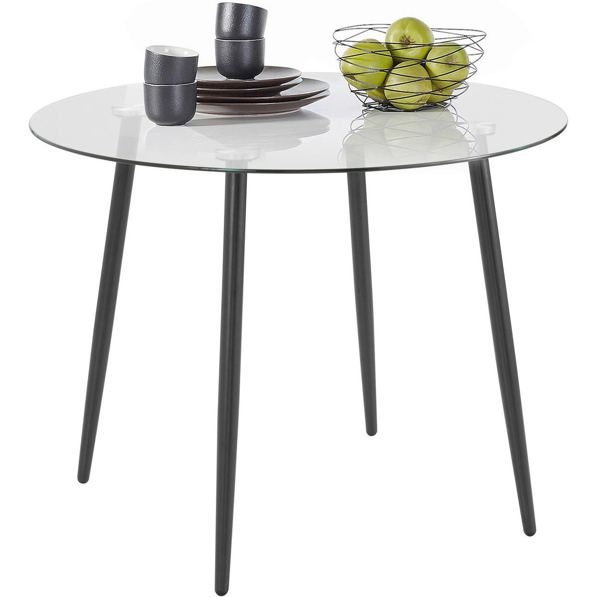 ESSTISCH in Metall, Glas  - Transparent/Schwarz, Design, Glas/Metall (100/75/100cm) - MID.YOU