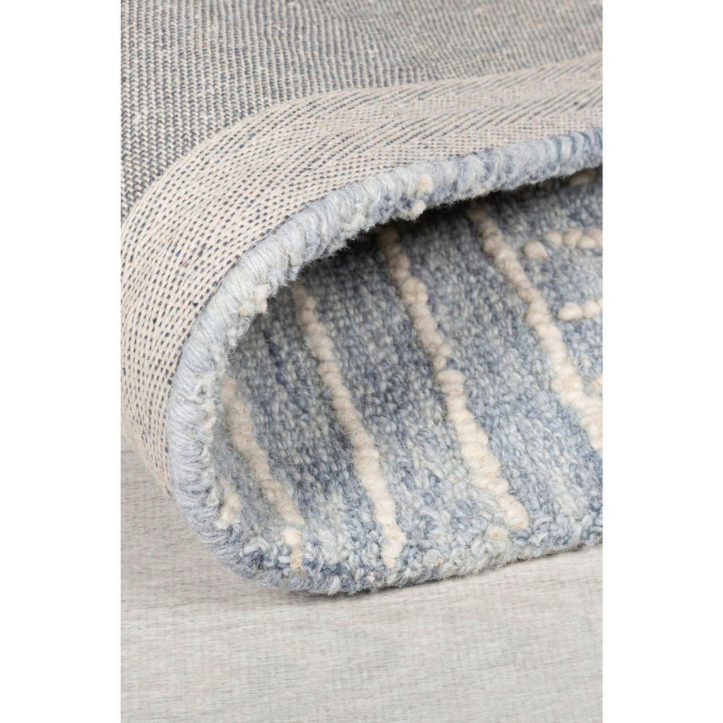 Thumbnail - Xxxl Wollteppich Abstract Check, Blau, Textil, Abstraktes, rechteckig, 120x170 cm, Reach, AZO-frei, Handmade in India, f...