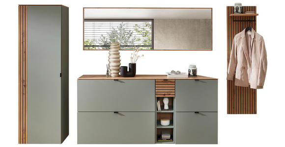 GARDEROBE 6-teilig in 306/179/37 cm - Salbeigrün/Eiche Artisan, Design, Holzwerkstoff (306/179/37cm) - Voleo