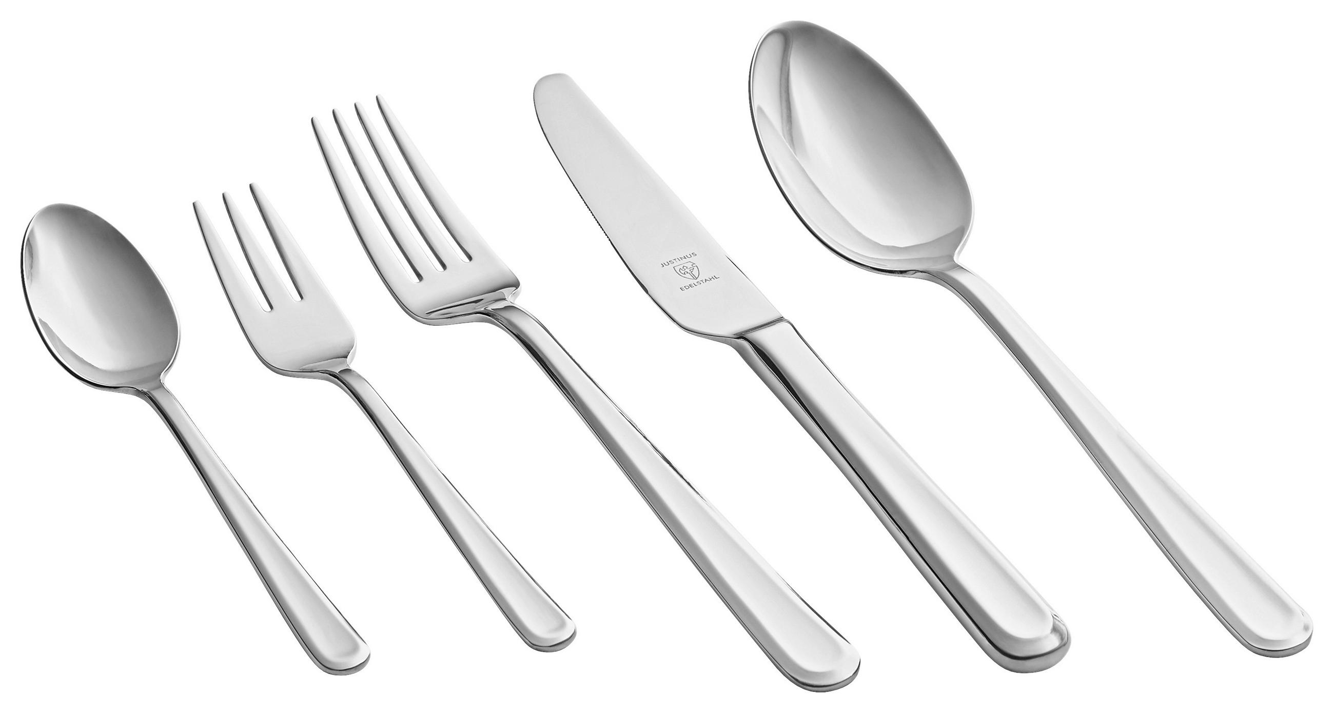 BESTECKSET Baguette 60-teilig Edelstahl  - Silberfarben, KONVENTIONELL, Metall - Justinus