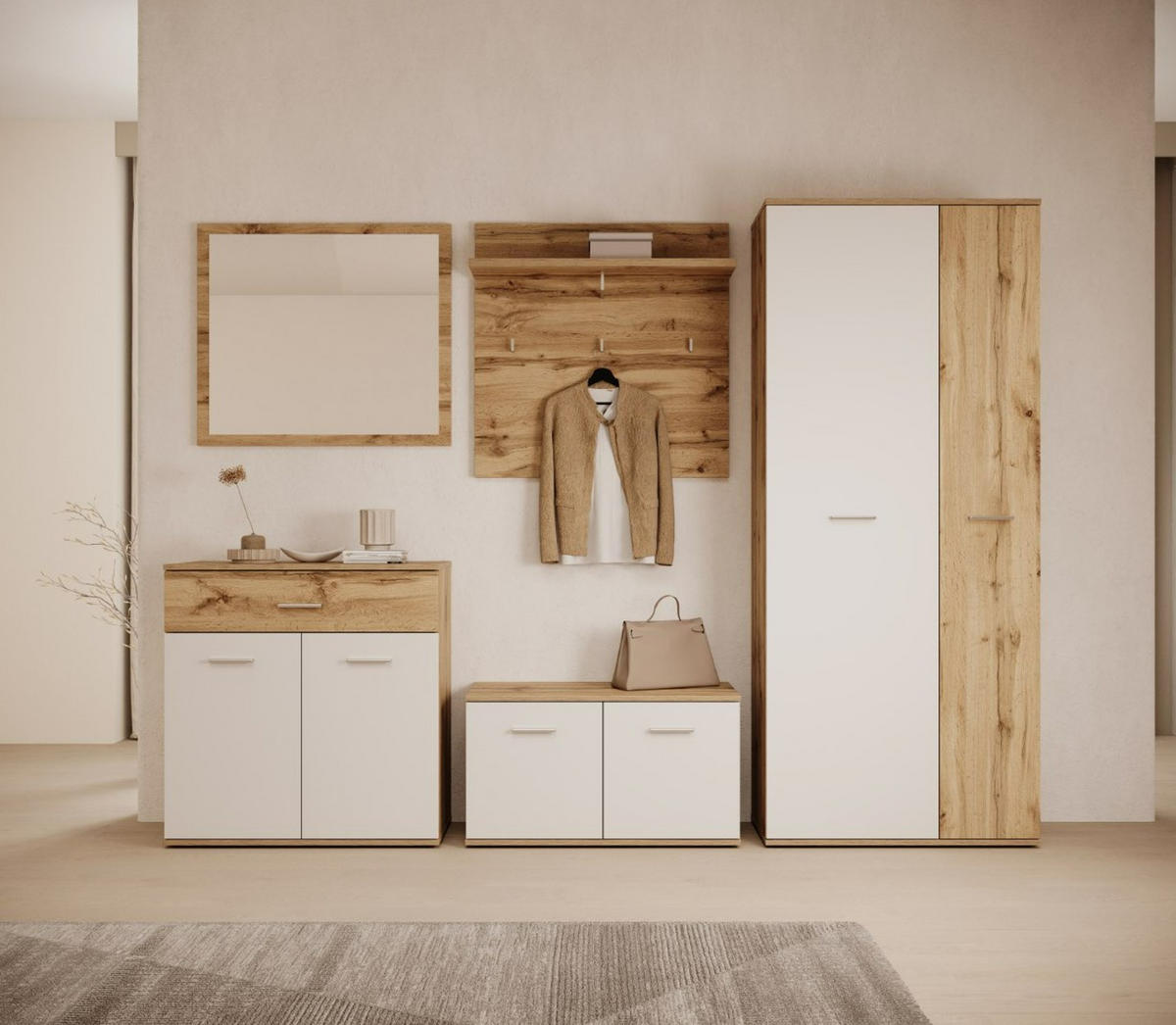 GARDEROBE - Weiß/Eiche Artisan, Design, Holzwerkstoff (260/190/35cm) - MID.YOU