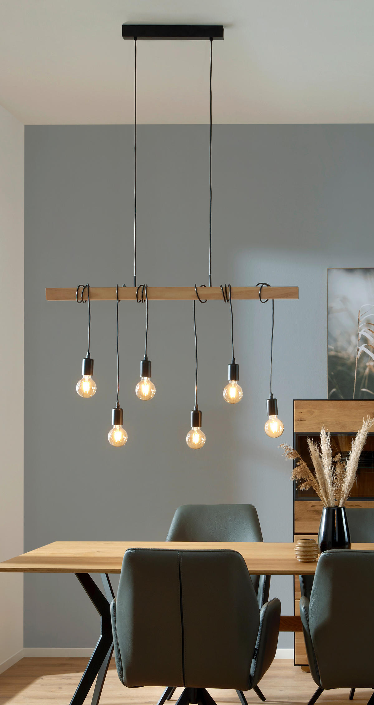 HÄNGELEUCHTE   100 cm  - Schwarz/Braun, Lifestyle, Holz/Metall (100cm) - Marama
