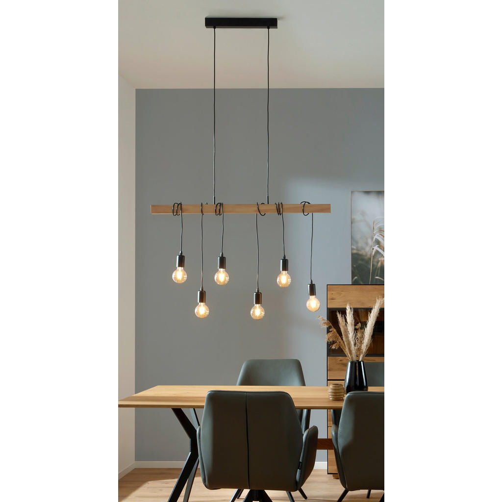Thumbnail - Eglo Hängeleuchte, Braun, Schwarz, Holz, Metall, furniert, Holz,Holz, länglich,länglich, 100 cm, Lampen & Leuchten, Inne...