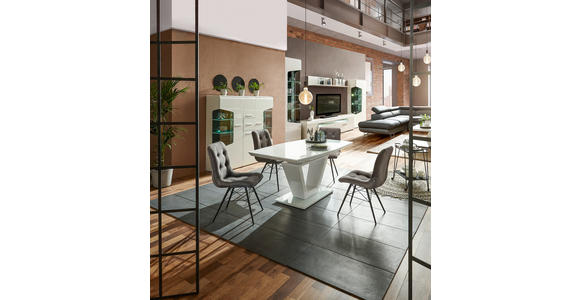 ESSTISCH in Glas, Holzwerkstoff 160-210/90/76 cm - Weiß Hochglanz/Weiß, Design, Glas/Holzwerkstoff (160-210/90/76cm) - Carryhome