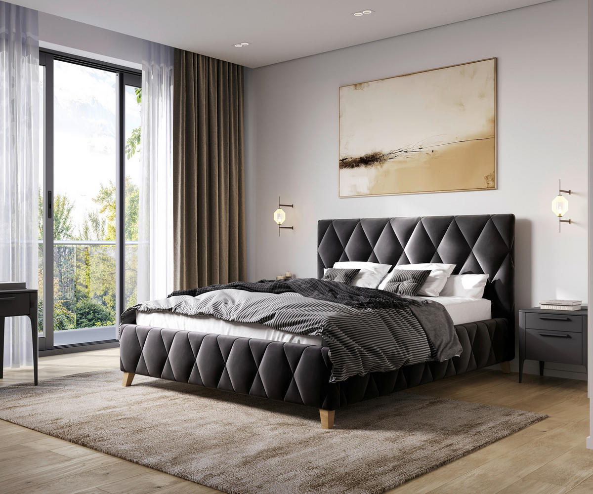 POLSTERBETT 120/200 cm  in Anthrazit  - Anthrazit, Modern, Holz/Holzwerkstoff (120/200cm) - MID.YOU