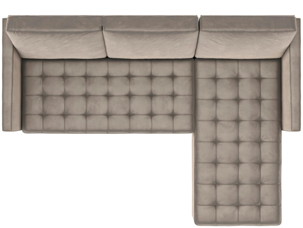 ECKSOFA PALERMO in Velours Taupe  - Taupe/Schwarz, Basics, Kunststoff/Textil (213/154cm) - Livetastic