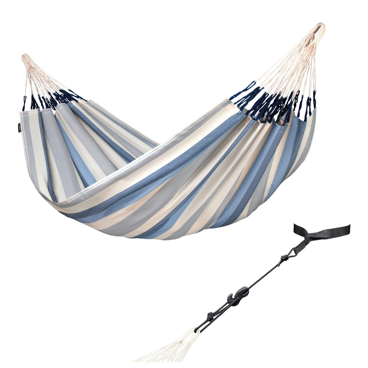 HÄNGEMATTE double outdoor  - Blau/Weiß, KONVENTIONELL, Textil (160/350cm) - La Siesta