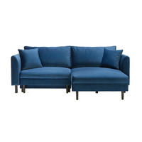 ECKSOFA Blau Velours  - Blau/Schwarz, Design, Holz/Textil (235/165cm) - Ti'me