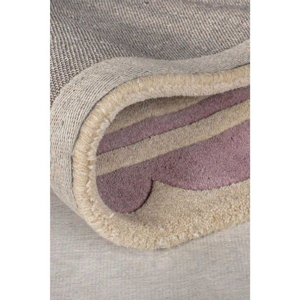 Thumbnail - Handwebteppich Lois, Lila, Beige, Textil, Abstraktes, rechteckig, 120x170 cm, Reach, AZO-frei, Handmade in India, für Fu...