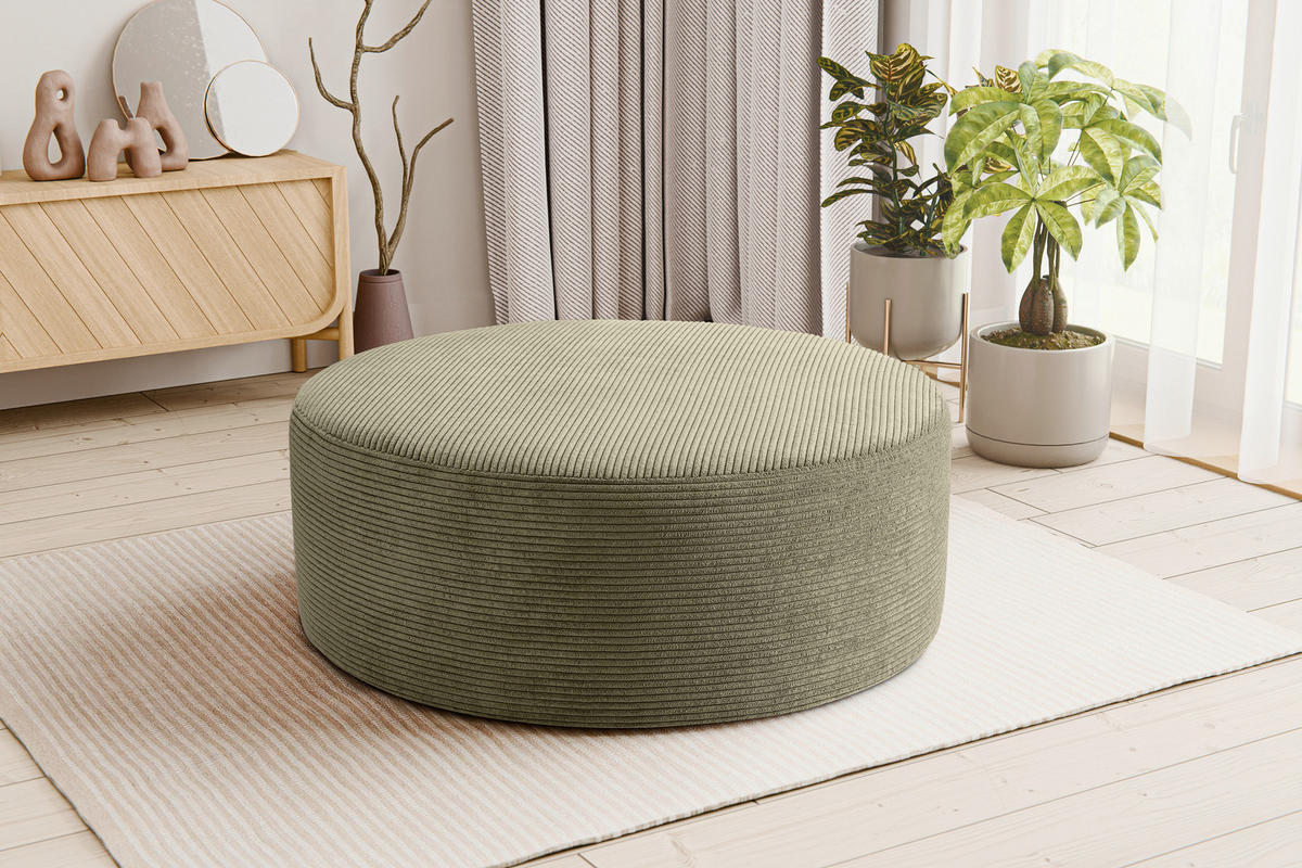 HOCKER KOLO Cord Khaki  - Khaki/Schwarz, Basics, Kunststoff/Textil (103/39/103cm) - MID.YOU