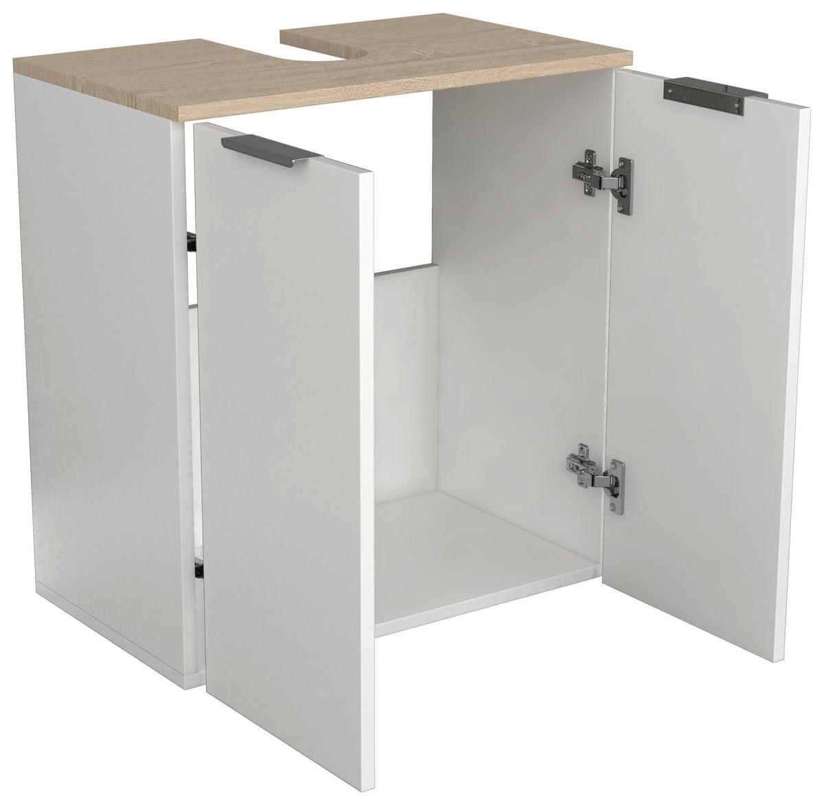 TVÄTTSTÄLLSUNDERSKÅP 56/60/34 cm  - vit/Sonoma ek, Modern, metall/trämaterial (56/60/34cm) - MID.YOU