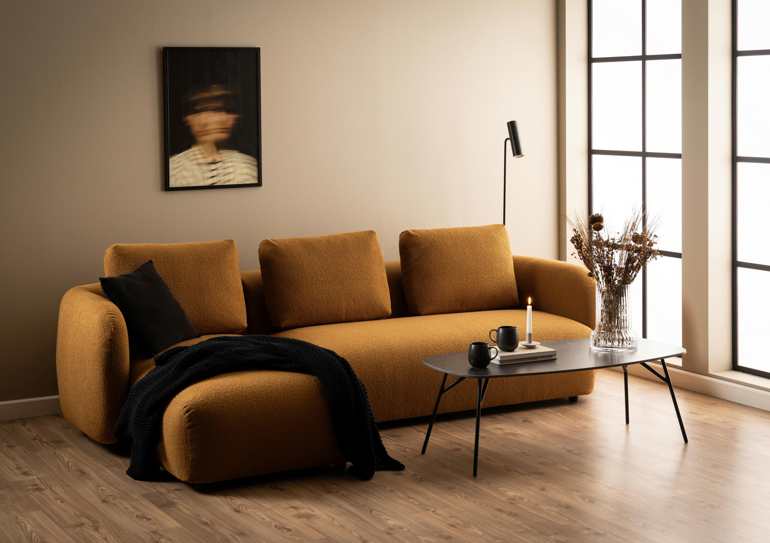 COUCHTISCH in Metall, Keramik 120/60/41 cm  - Schwarz, Design, Keramik/Metall (120/60/41cm) - MID.YOU