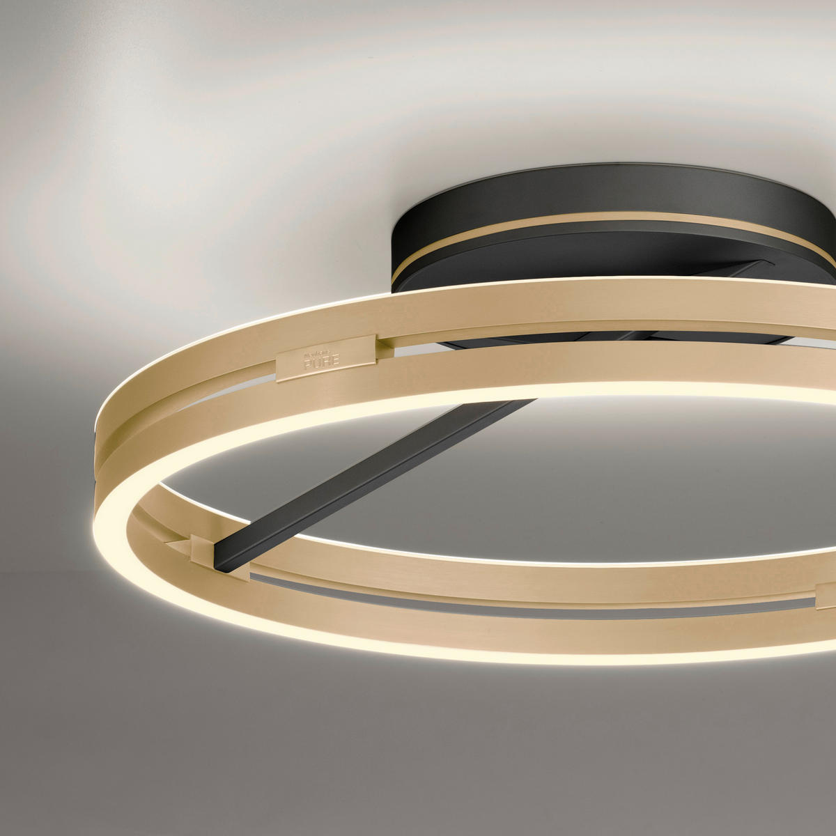 LED-DECKENLEUCHTE 60/60/17.8 cm  - Messingfarben/Schwarz, Design, Kunststoff/Metall (60/60/17.8cm) - Neuhaus PURE