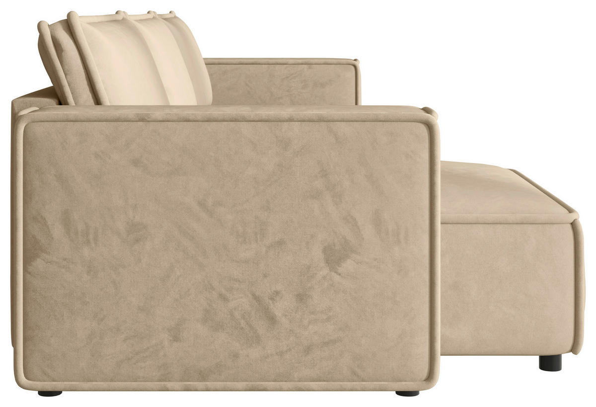 WOHNLANDSCHAFT Beige Webstoff  - Beige/Schwarz, MODERN, Kunststoff/Textil (153/350/153cm) - Xora