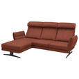 ECKSOFA Rostfarben Flachgewebe  - Rostfarben/Schwarz, Design, Textil/Metall (176-217/279-327cm) - Dieter Knoll