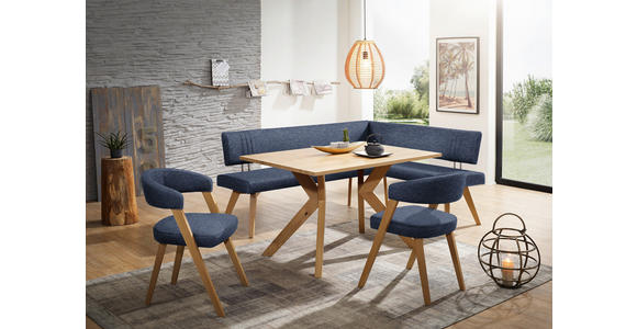 ECKBANK 180/160 cm in Dunkelblau, Wildeiche - Wildeiche/Eichefarben, Design, Holz/Textil (180/160cm) - Venda